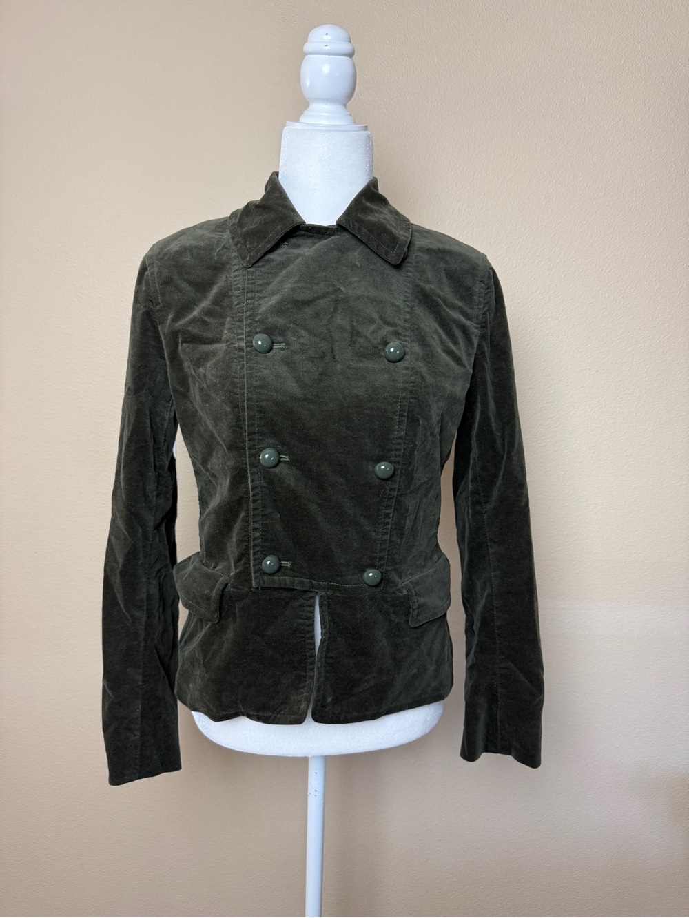 Talbots Military Green Velvet Blazer Size 4